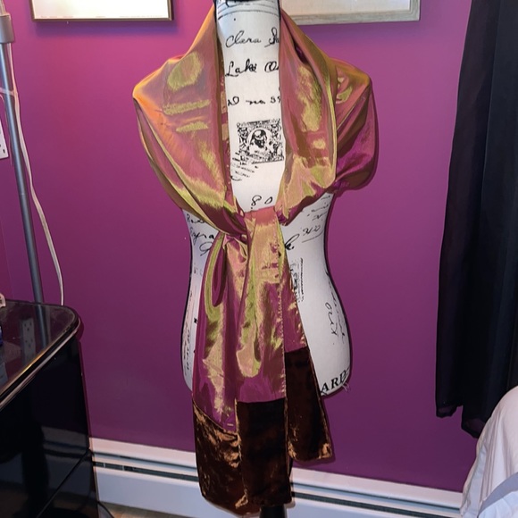 Iridescent Velvet Indian Shawl - Picture 1 of 7